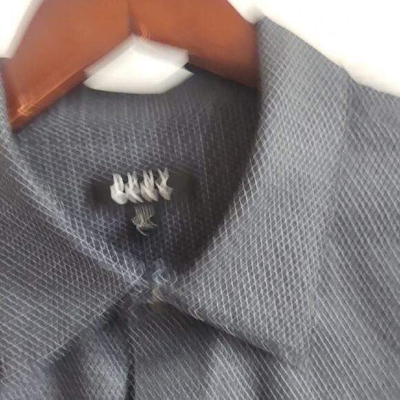 DKNY Men's Charcoal Textured Button Down Shirt - Picture 3 of 7